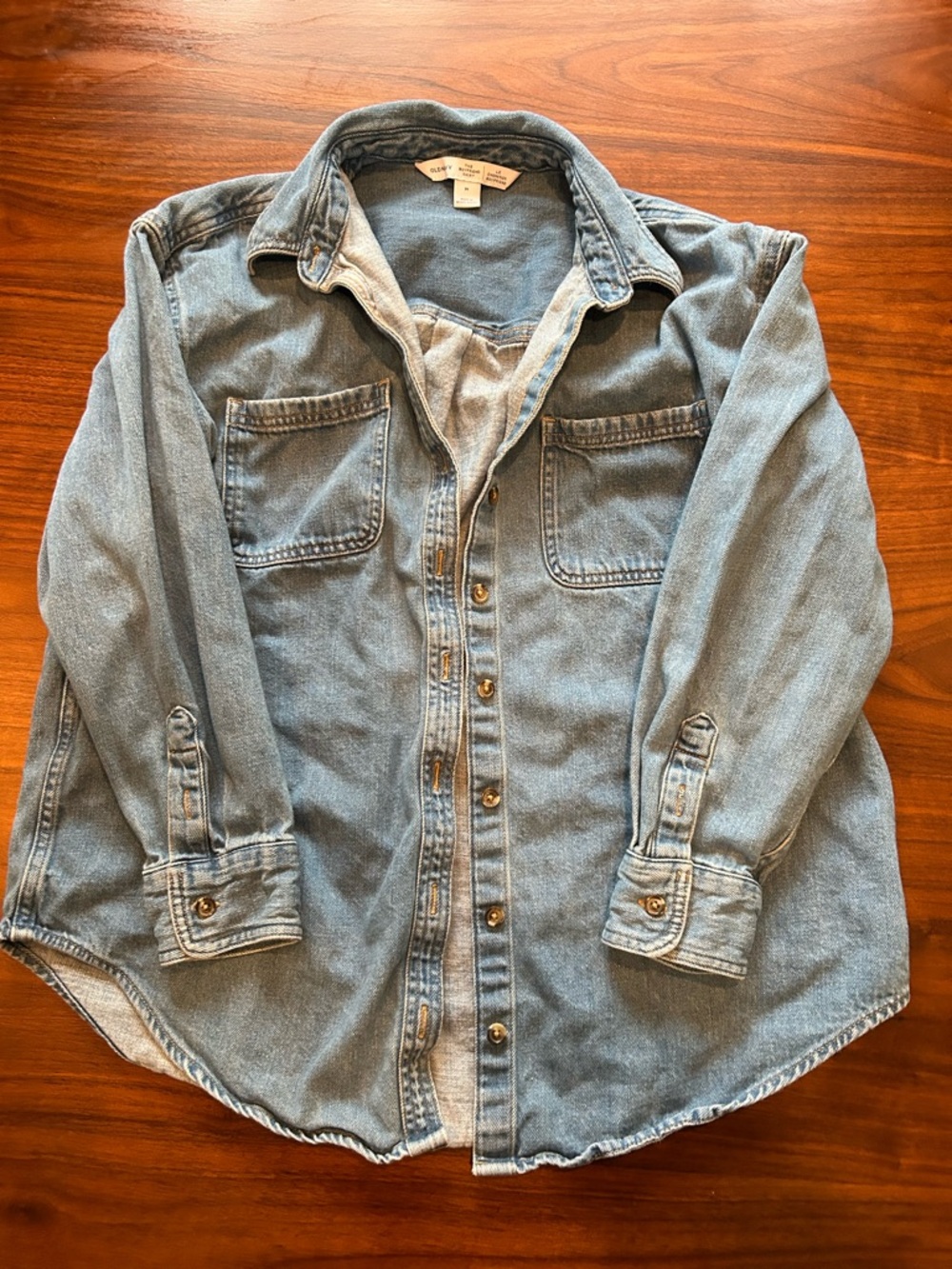 Old Navy Light Wash Denim Button-Up Shirt